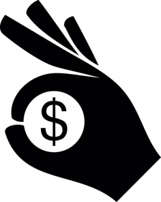 Dollar Coin In A Hand Outline Icon Svg Set, Free Vectors File